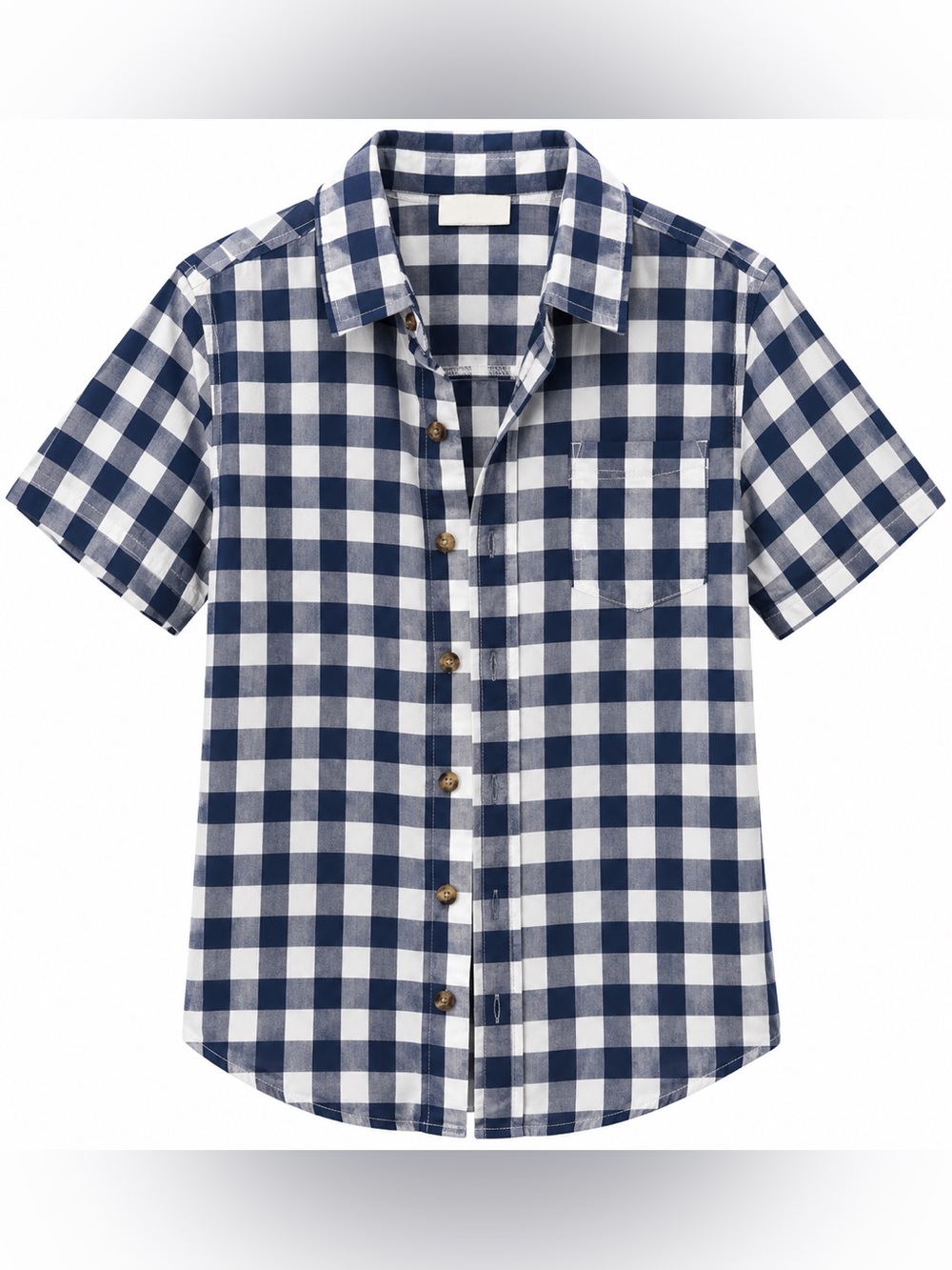Crazy 8 Navy and White Gingham Short-Sleeve Button-Down Shirt
